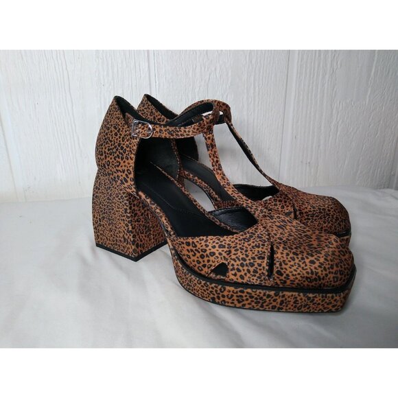 GB Gianni Bini New Rules Women's 9.5 Leopard Print T Strap 4" High Heel Sandals - Picture 1 of 10